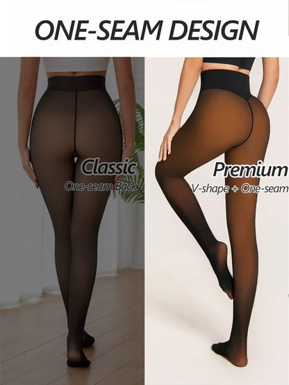 High Waisted Fleece Lined Transparent Skinny Pants Sugar Brown Honey Color Tights Butt Lifting Thermolactyl Pants Women Leggings