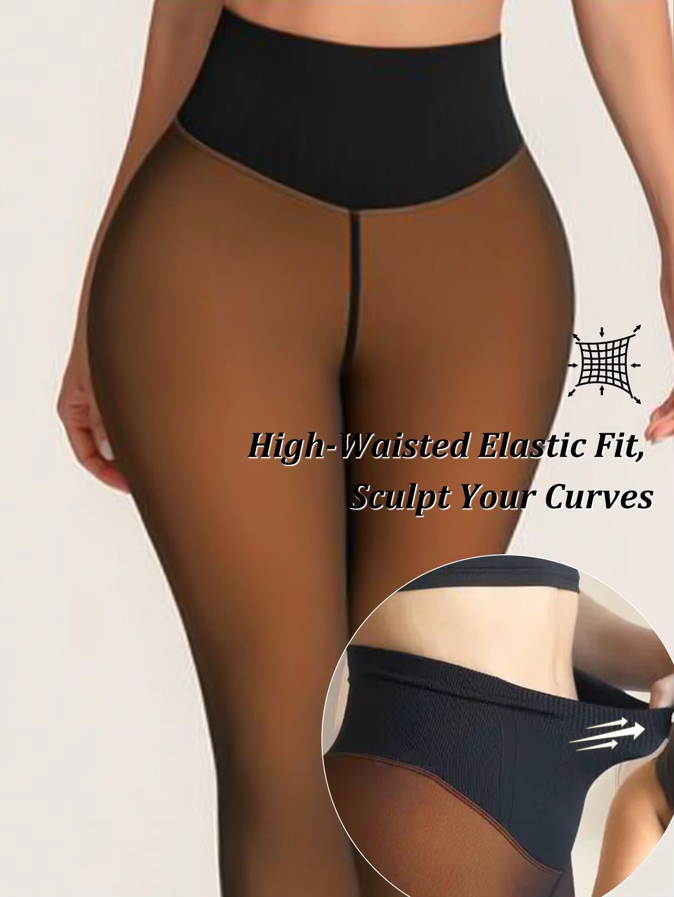 High Waisted Fleece Lined Transparent Skinny Pants Sugar Brown Honey Color Tights Butt Lifting Thermolactyl Pants Women Leggings